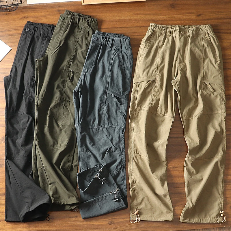Men's Summer Quick Drying Hiking , Waterproof Tactical Work Pants, Loose Straight Leg Outdoor Work Pants