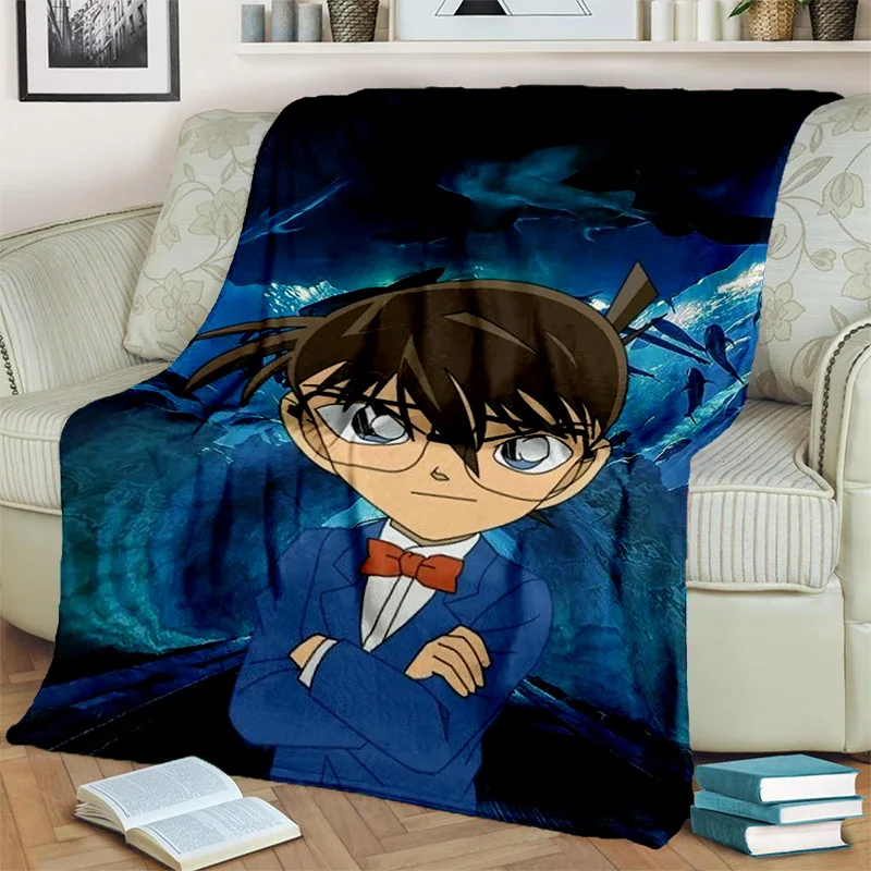 3D Detective Conan Anime Cartoon HD Blanket,Soft Throw Blanket for Home Bedroom Bed Sofa Picnic Travel Office Cover Blanket Kids