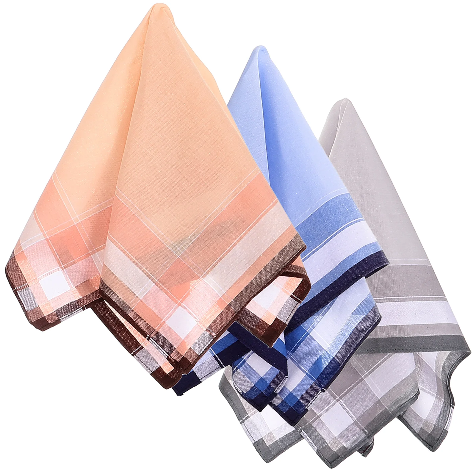 3pcs Pocket Handkerchief Vintage Soft Cotton Large Size For Men Women Bandana Machine Washable Wedding Bridal Gift Retro Tea