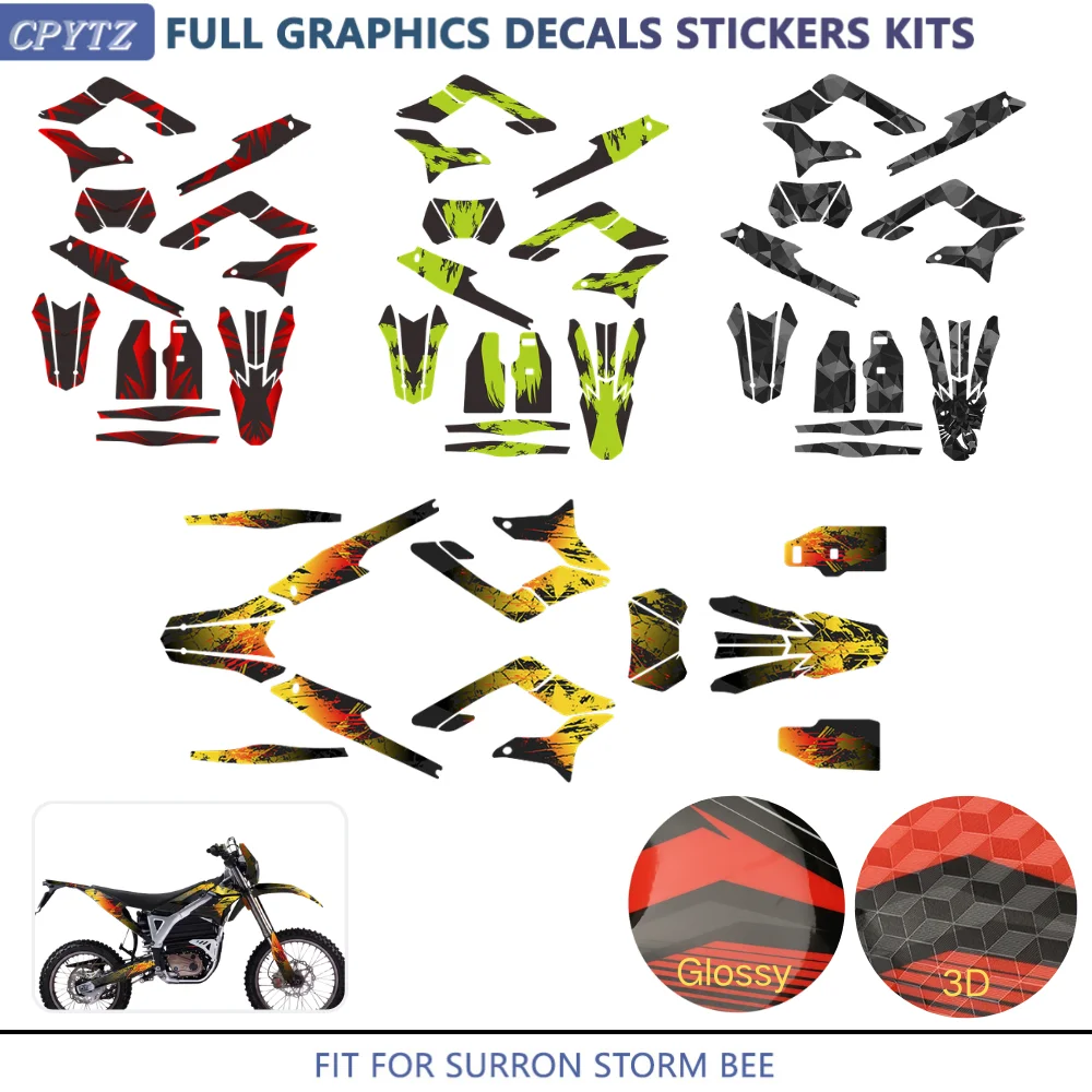Dirt Bike Graphics Decals Stickers Kits Custom Fit for Sur-Ron Storm Bee 2023 2024 Thickened Motocross Protector Stickers