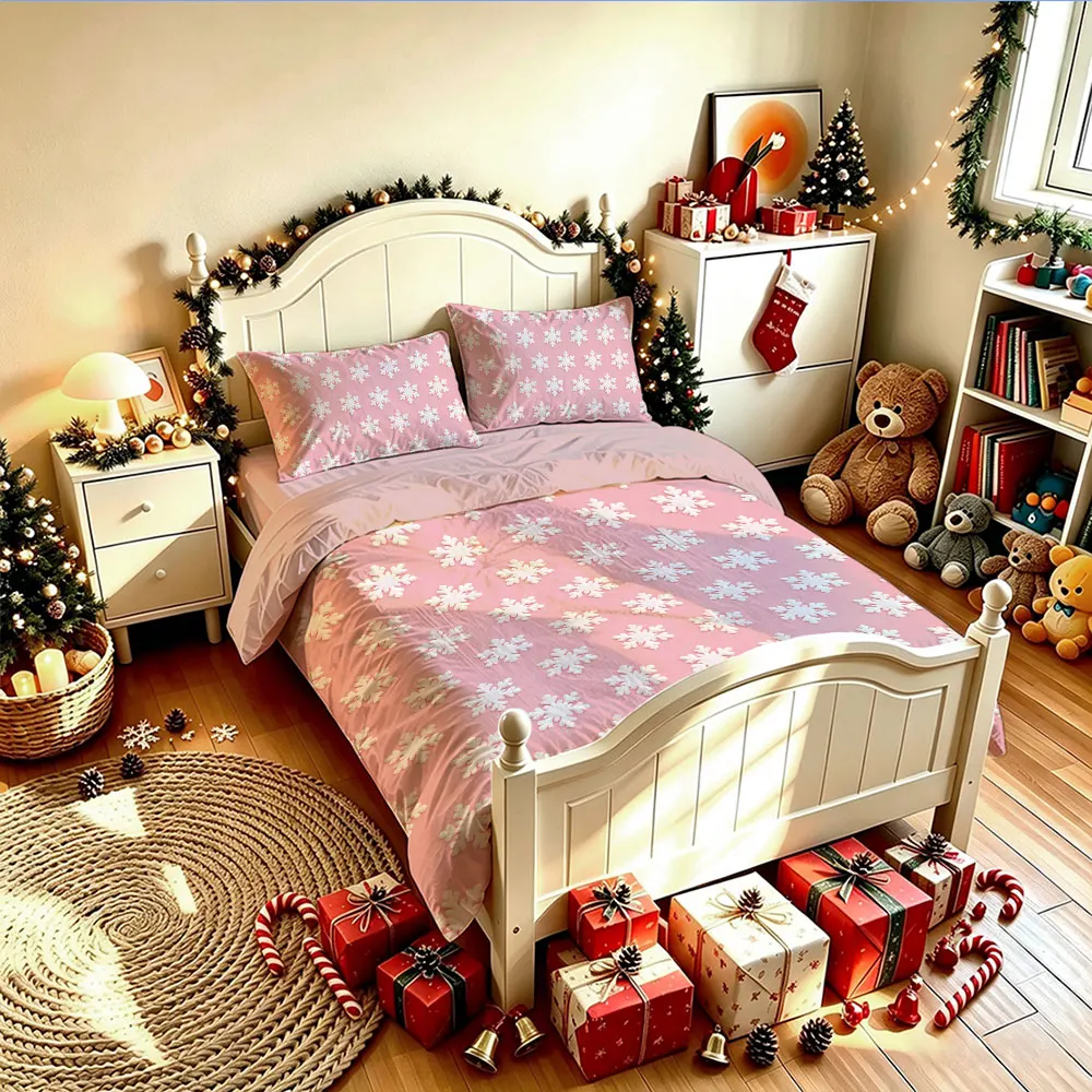 3PCS Basic White Snowflake Duvet Cover Set, Soft Comfortable Without Core, 1 Duvet Cover & 2 Pillowcases, Machine Washable fo