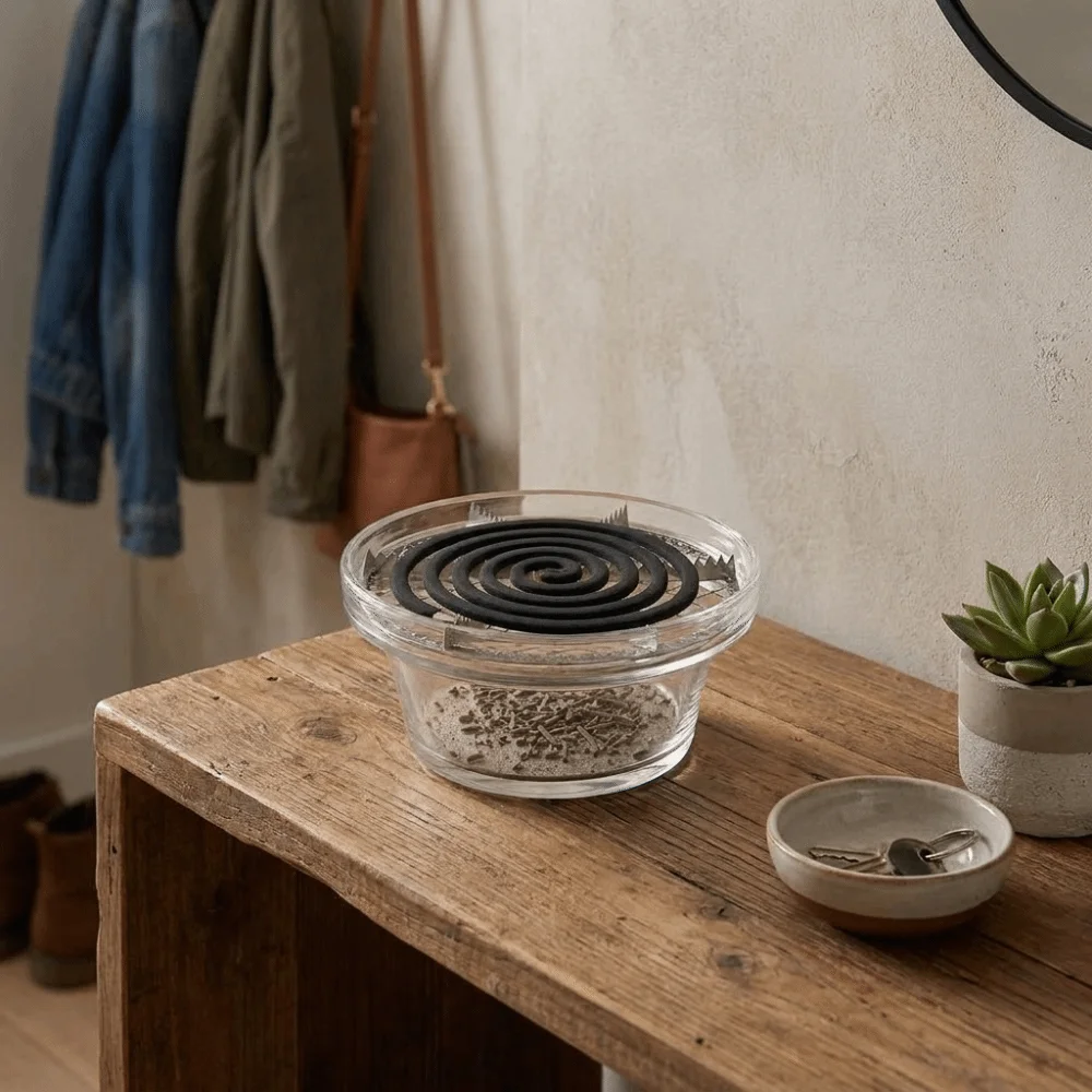 Minimalist Transparent Glass Incense Burner Anti Dust with Filter Screen Mosquito Coils Tray Round Ash Catcher Tea Ceremony