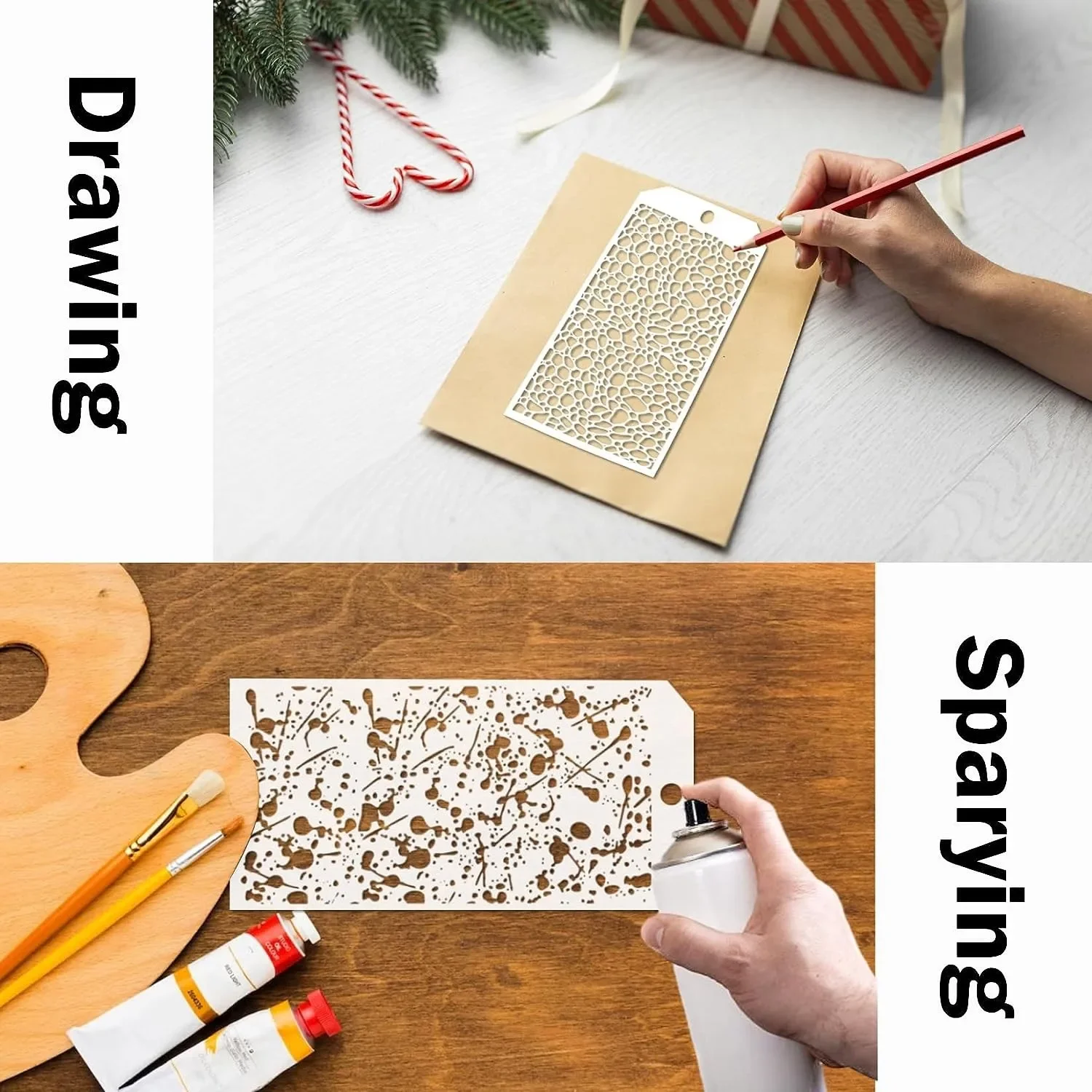 8pcs/set 24cm Leopárd Tetőcserép Pont Akaszkodik DIY Bujtás stencils Festészet scrapbook Színezés Dombornyomás Album decorativa Szabásminta