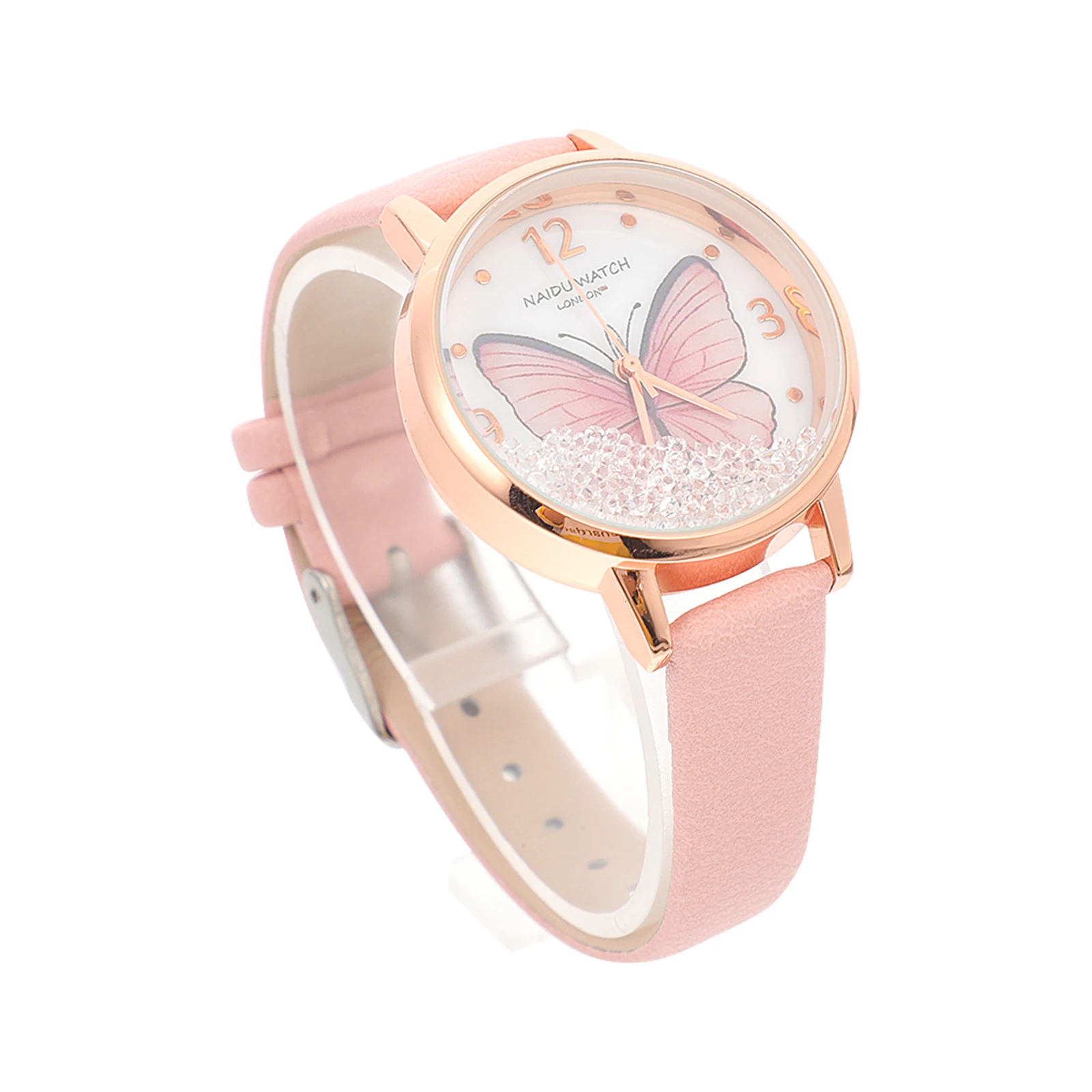 

Double Layer Quartz Watches Women Stainless Steel Butterflies Wrist Watch Bracelet Fashion Comfortable Lightweight Daily Wear
