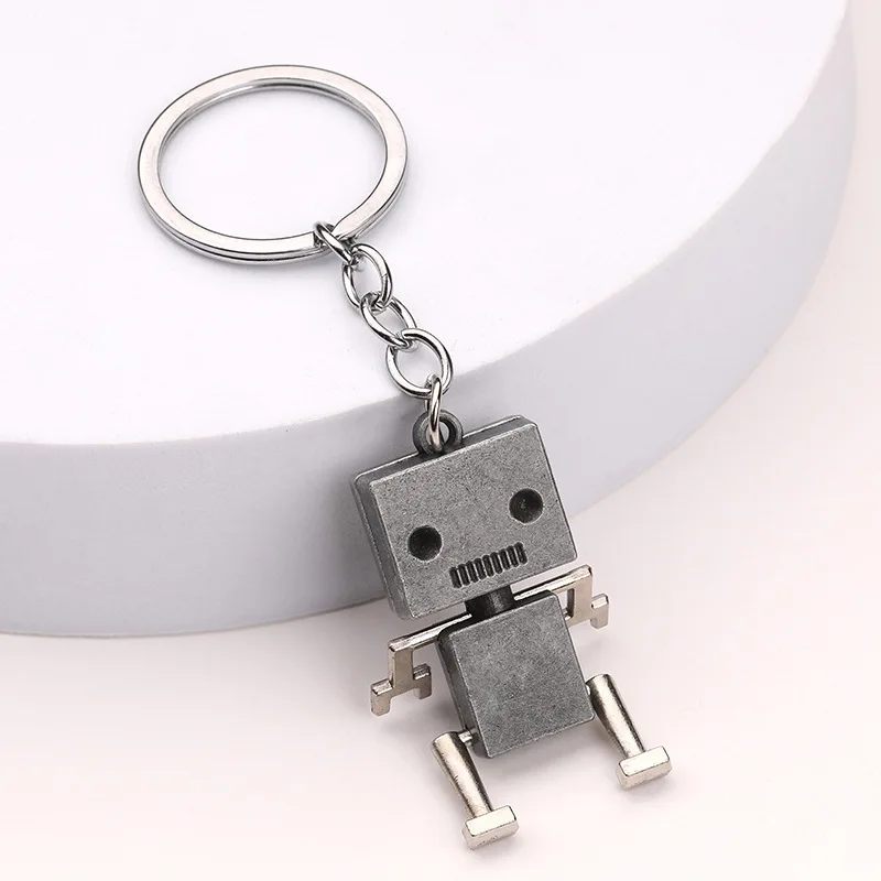 Creatieve beweegbare robot sleutelhanger Retro eenvoudige schattige cartoon hanger sleutelhanger ketting 1/3pc