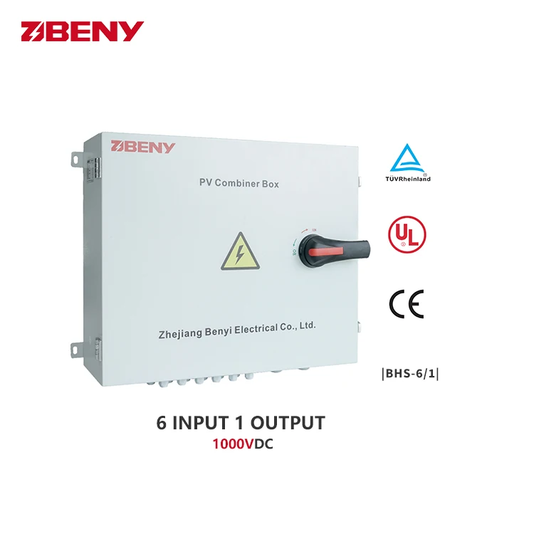 

BENY 6 input 1 output 1000V solar PV DC combiner box with over voltage protection