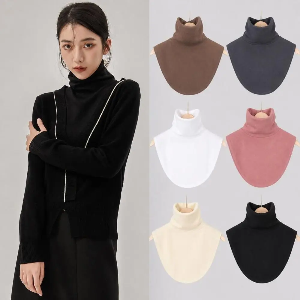 High Elastic Fake Collar Warmer Detachable Solid Color Neck Warmer Scarf Velvet Lining Warm Neck Protection