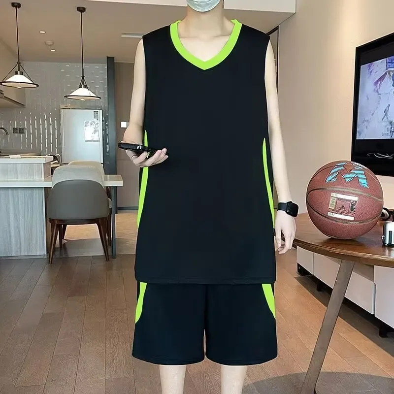 

Summer Sleeveless Sports Suit Men Large Size Running Vest Quick-drying Shorts Fitness Complete Set Basketball Uniforms Jerseys
