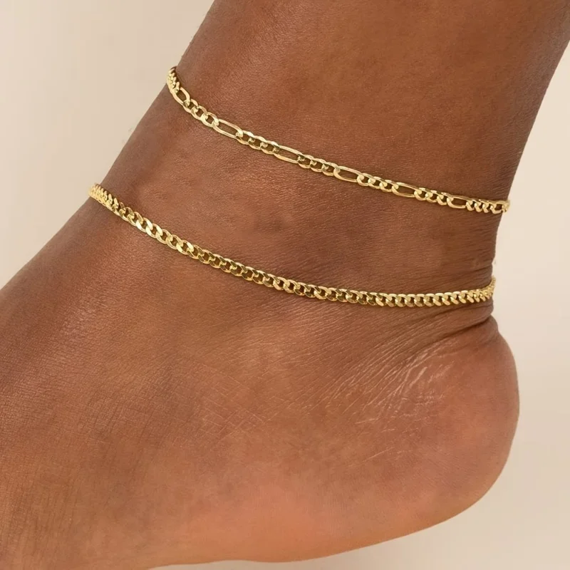 2-piece fashion minimalist women's anklet set, stainless steel low-end, anti-fading, comfortable and versatile, simple and elega