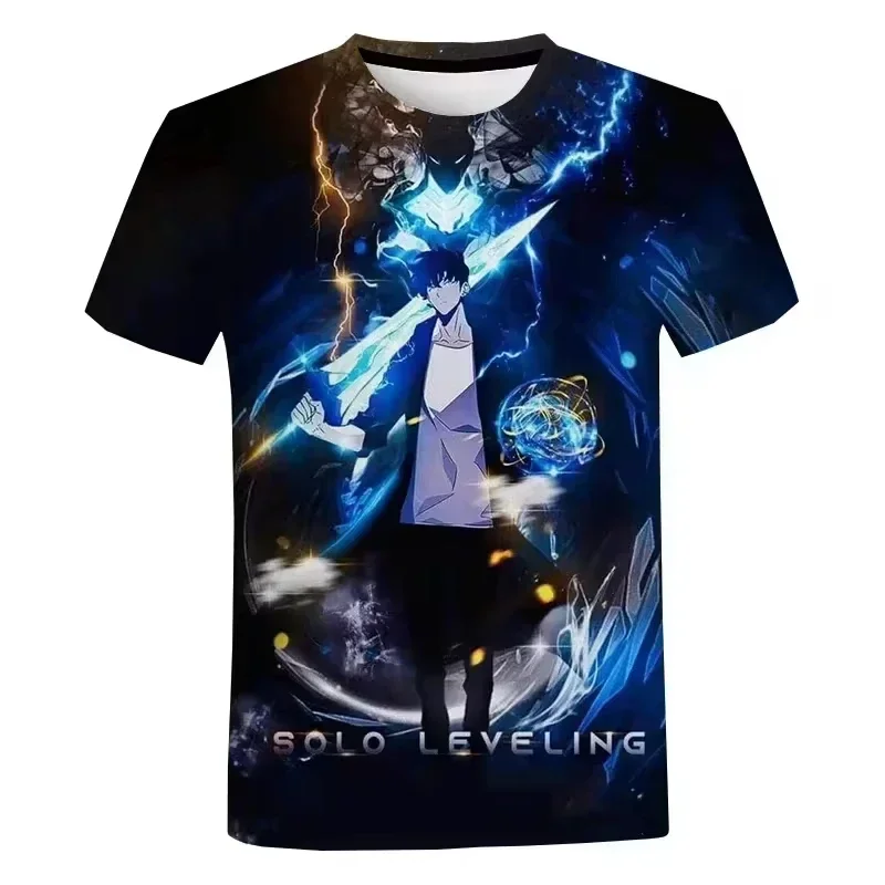 Summer Solo Level Anime 3d Printed Men's T-Shirt Street Fashion Oversized Men's Short Sleeved Casual Round Neck Men's Top
