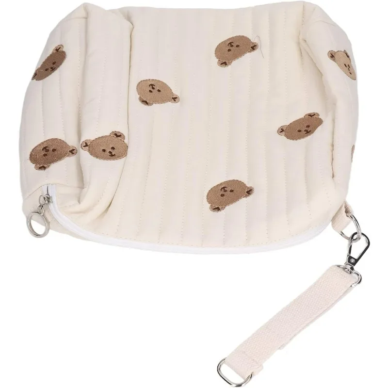 Borsa portaoggetti per carrello da viaggio Borsa per mamma ricamata stampata carina con cerniera Borsa portaoggetti per pannolini per neonato con bottone singolo