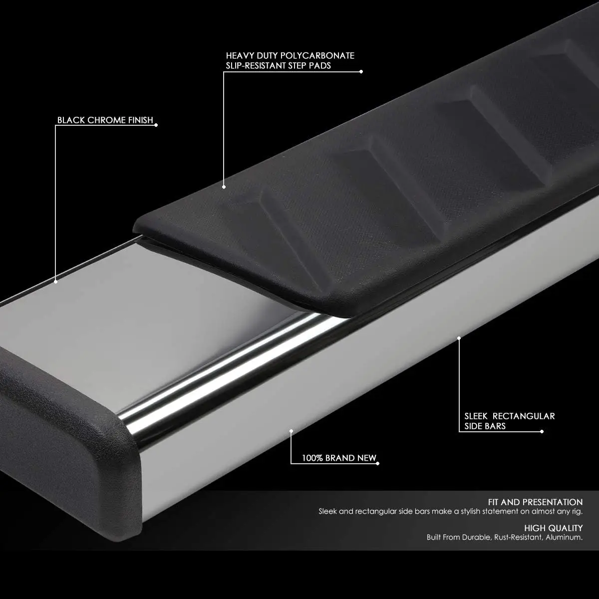 Running Boards Compatible with 2007-2019 Silverado Sierra 1500 2500HD 3500HD Crew Cab, Stainless Steel Side Step Rail Nerf Bars,