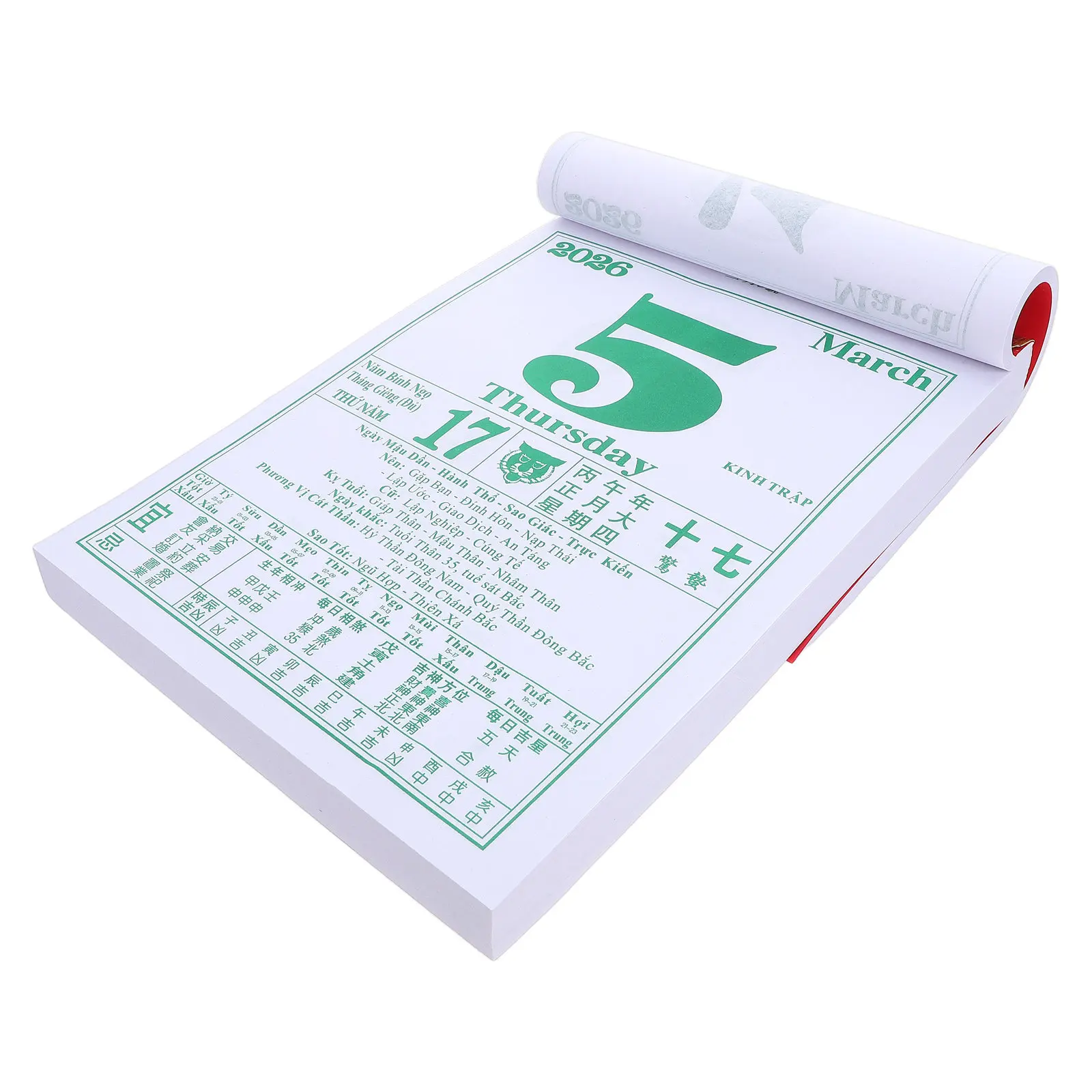 

Vietnamese Hanging Lunar Year Calendar 2026 Traditional Thick Paper Daily Tear Off Lunar Wall Planner Home Decor