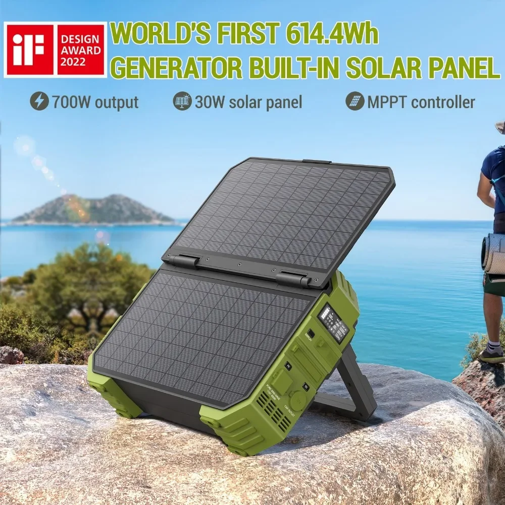 Portable Power Station with Solar Panel 268000mah LiFePO4 Battery 110V/220V 600w Pure Sine Wave AC Outlet Outdoor Camping