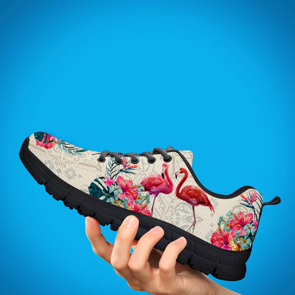 INSTANTARTS Trendy Flamingo Print Lightweight Outdoor Lace-up Shoes Black Sole Casual Shoes Summer Breathable Outdoor Sneakers image 4
