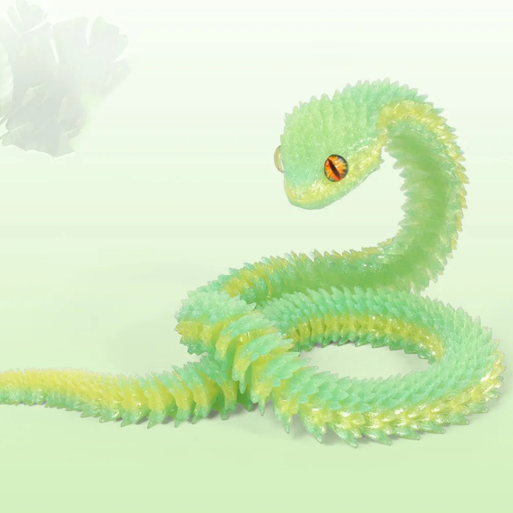 

Realistic 3D Printed Snake Toy Multicolor Rotatable Simulated Snake Ornament Home Decor PLA Simulation Snake Model Halloween