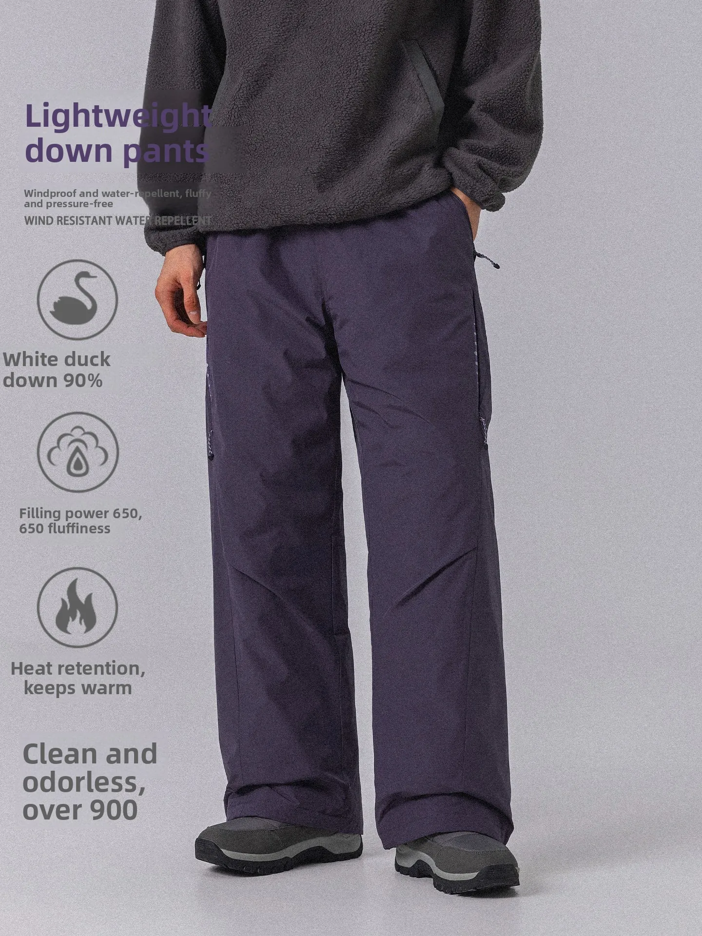 Thickened down Trousers Outdoor Three-Proof Men Women Winter Northeast below 40 Degrees Windproof Coldproof Hiking Skiing Pants