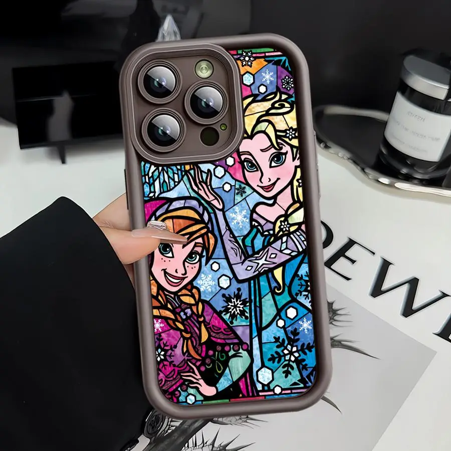 Disney Cute Princess Elsa Phone Case for Apple iPhone 16 15 Pro Max 14 13 12 Mini 11 7 8 SE XR XS 11Pro Soft Cover Funda Capa