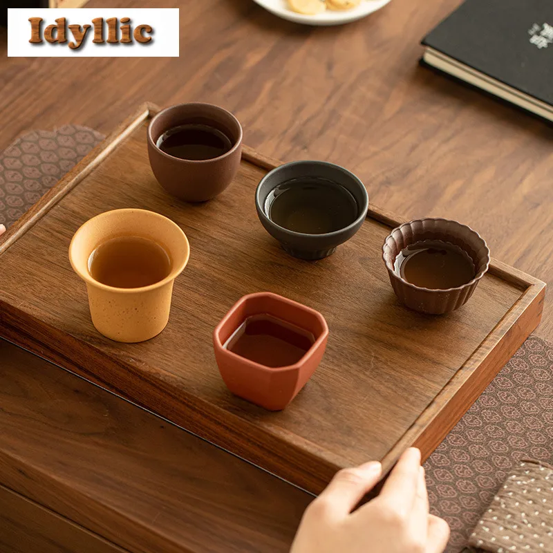 Purple Clay Five Constants Of Virtue Tea Set Complete Set Handmade Tea Ceremony Set Teapot And Tea Cup Set Drinkware Decoration