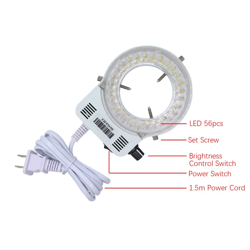 Imagem -02 - Anel Led Fonte de Luz para Microscópio Industrial Lâmpada Iluminador Temperatura de Cor 6500k Brilho Ajustável
