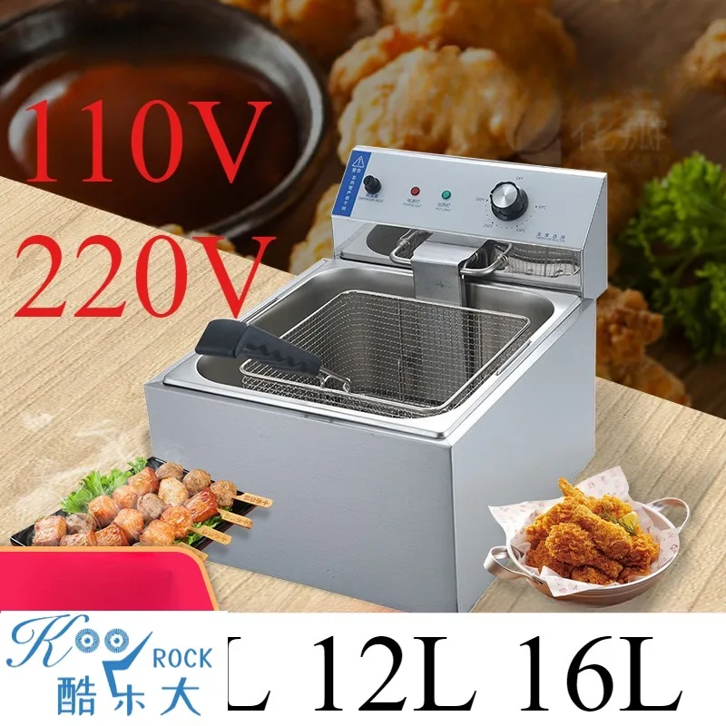 6L 12L 18L 24L Commercial Electric Deep Fryer, Single Pot Multifunctional Electric Heating Fryer for Fries, Chicken, and More
