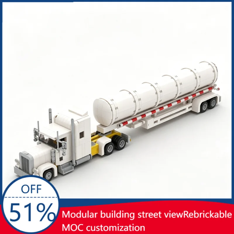 1457PCS Oil Tanker Semi Truck Building Blocks Vehicle Model Custom Puzzle DIY Assembly Educational Creative Toy Gift for Kid Boy