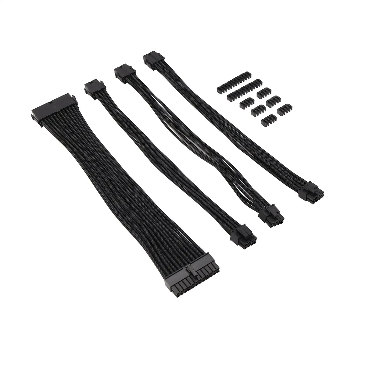N86R 9-Inch Braided Extension Cable Kit Basic Extension Cable for PC Case Comb Included ATX 24 Pin PCIE 6+2Pin CPU 4+4Pin B
