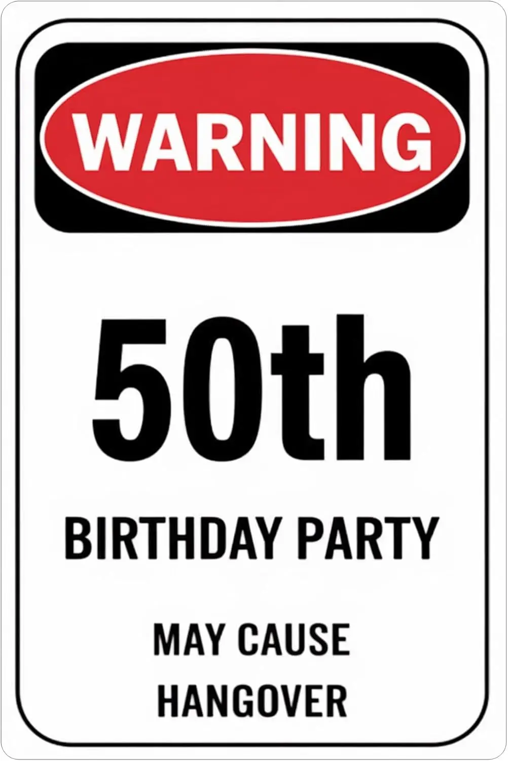 50th Birthday Party Decorations Wall Metal Tin Signs  in for Adults Decor 50 Zone Table Centerpieces Yellow Caution Logos on Doo