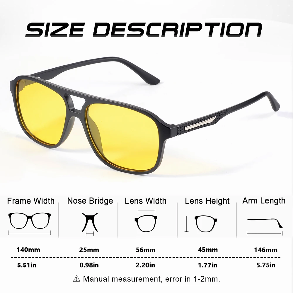 CRIXALIS Pilot Vintage Quadrat Sonnenbrille Männer Frauen Retro Fahren Nachtsicht Sonnenbrille Weibliche Luxus Designer Shades UV400 – Detail 3