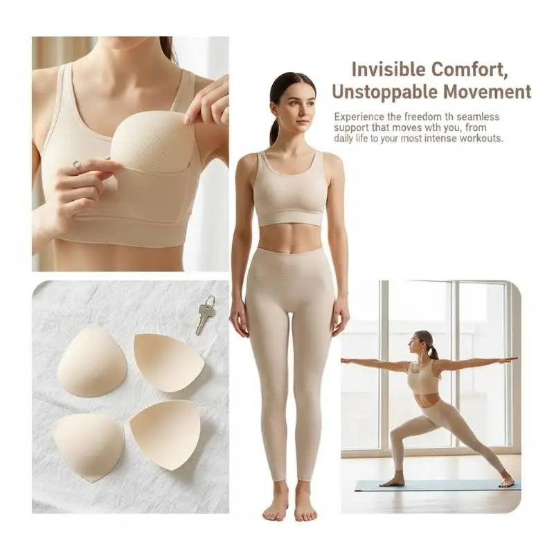 New Soft Breathable Bra Insert Pads Triangular Teardrop 4 Sizes For Sports Bras Swimwear