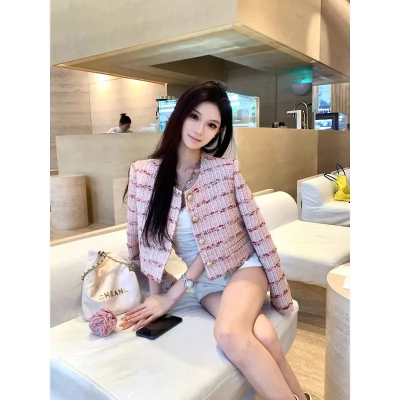 여성용 단색 버튼 긴팔 가디건 숏 재킷 캐주얼 패션 탑