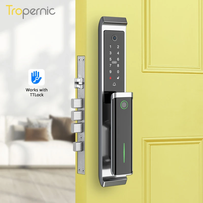 Tropernic New Fully Automatic Safety Electronic Rfid Card TTlock Camera Lock Digital Smart door lock