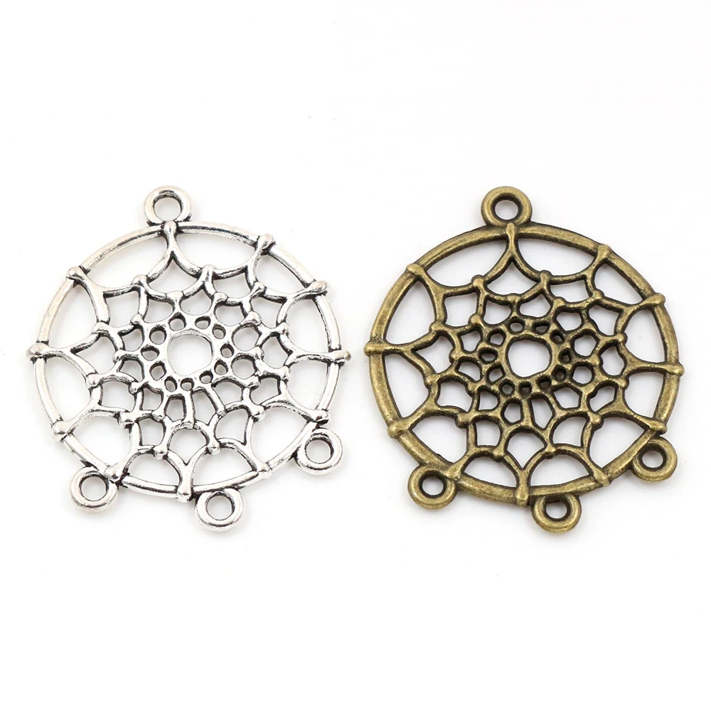 34x29mm 10pcs Antique Silver Plated and Bronze Plated Spiderweb Connector Handmade Charms Pendant:DIY for bracelet necklace