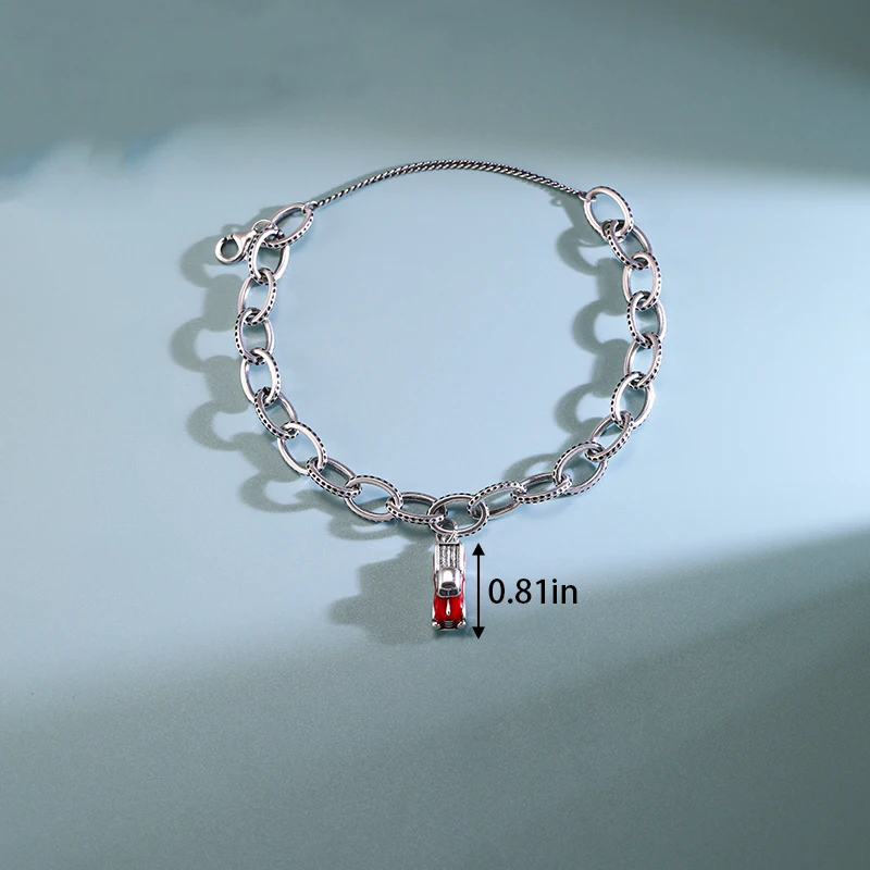 

Genuine 925 sterling silver James Avery Textured Oval Charm Bracelet paired with Red pickup truck pendant