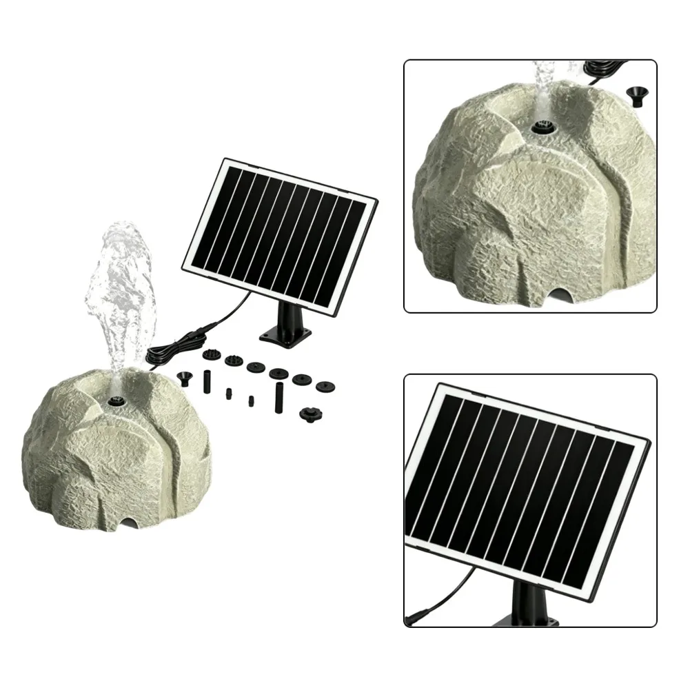 Solar Bird Bath Fountain Outdoor Solar Water Fountain Pump Garden Water Feature For Pool Pond Resin Granite Rock