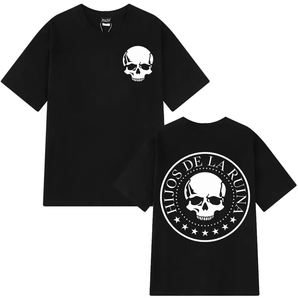Rapper NATOS WAOR Hijos De La Ruina Skeleton Album Harajuku Fashion Casual Trend Summer Pr Pure  T-shirt