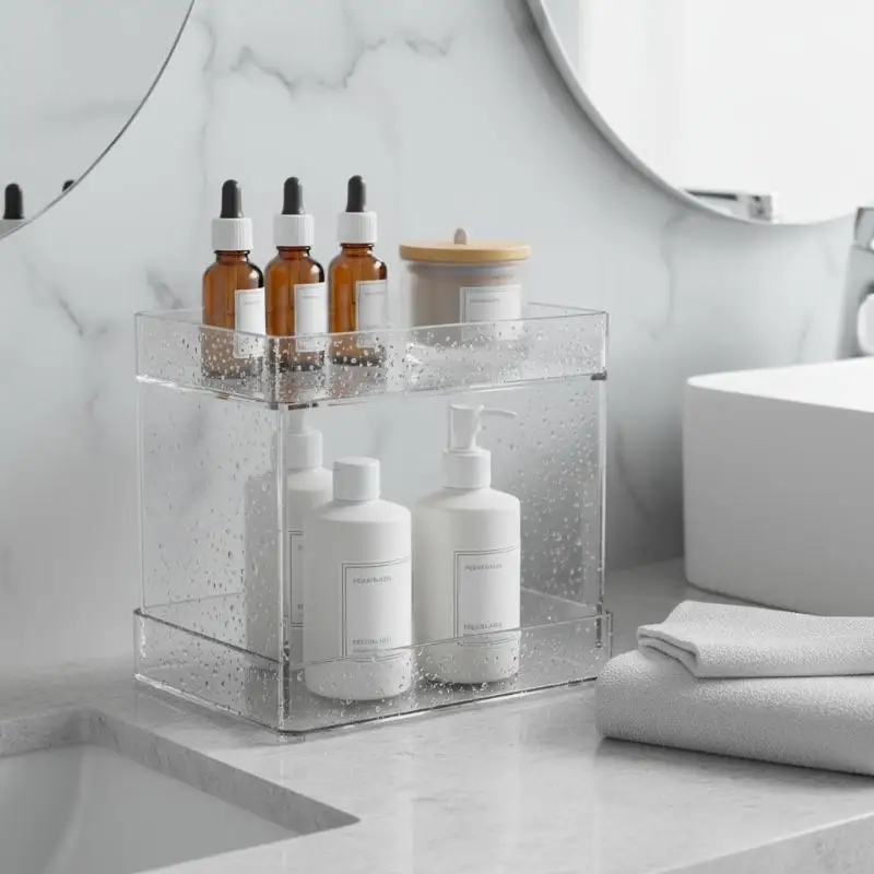 Double Layer Cosmetic Organizer Rack Durable Storage Shelf for Makeup Brushes Perfume Skincare Products Bedroom Desk