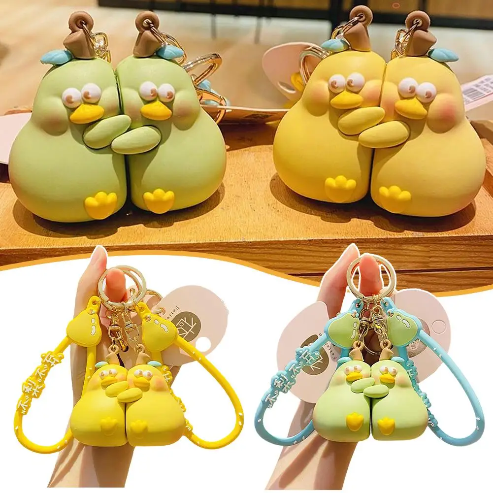 1 Pair Cartoon Hug Pear Keychain Cute Couple Never Valentine's Keychain Keychain Bag Pendant Part Car Keyrings Couple Day T6K1