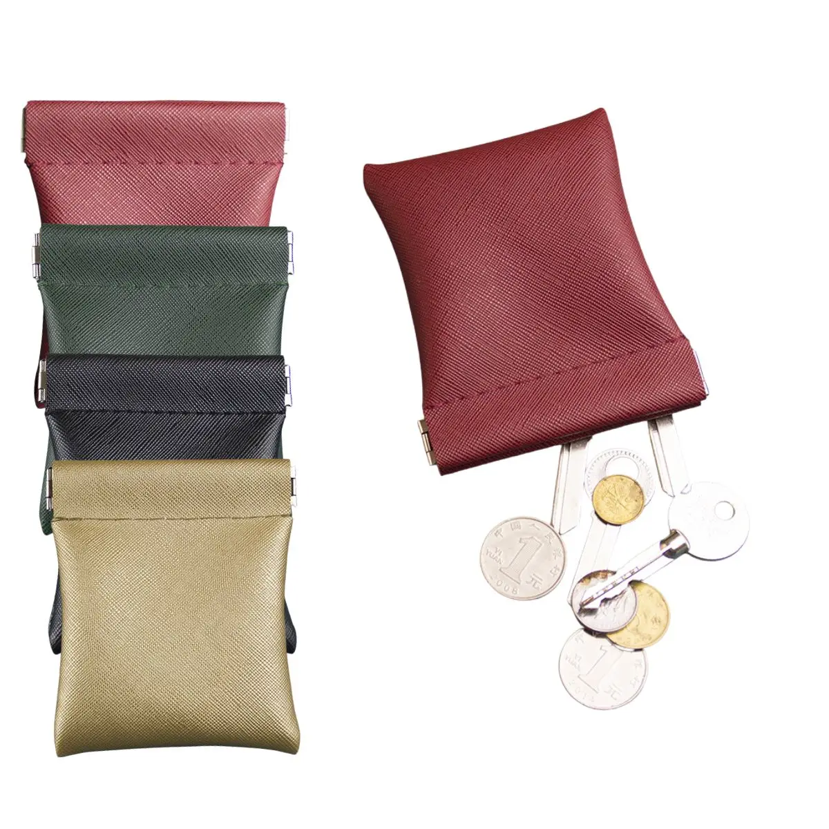 Multi-colors Squeeze Coin Purse PU Mini Change Pouch for Coins Jewelry Earphones Unisex Travel Coin purse for Men and Women