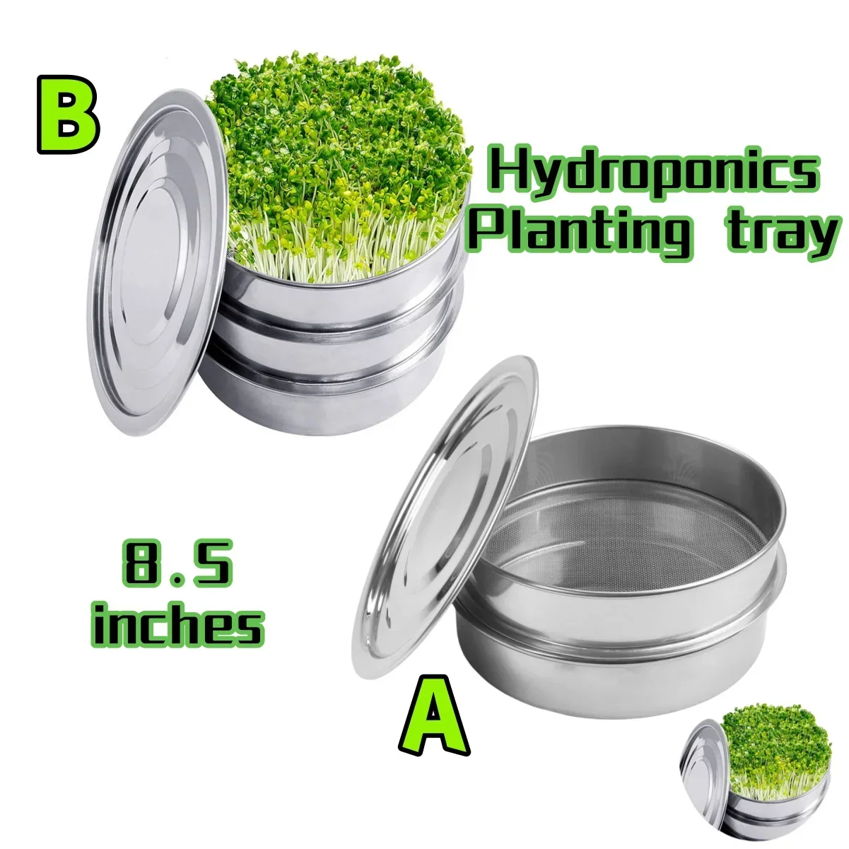 

Sprouting Tray Kit Stainless Steel Soil-Free Cultivation Germination Tray Indoor Gardening Hydroponics Tools
