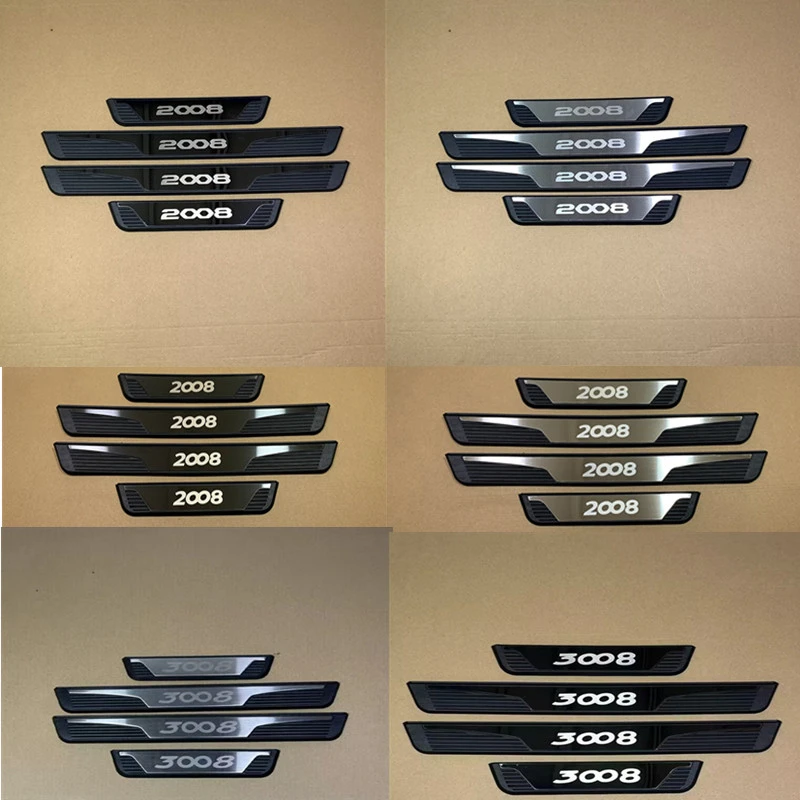 

For Peugeot 2008 3008 4008 5008 GT 2016-2026 Car Door Sill Protector Pedal Cover Scuff Plate Sticker Trims Strip Car Accessories