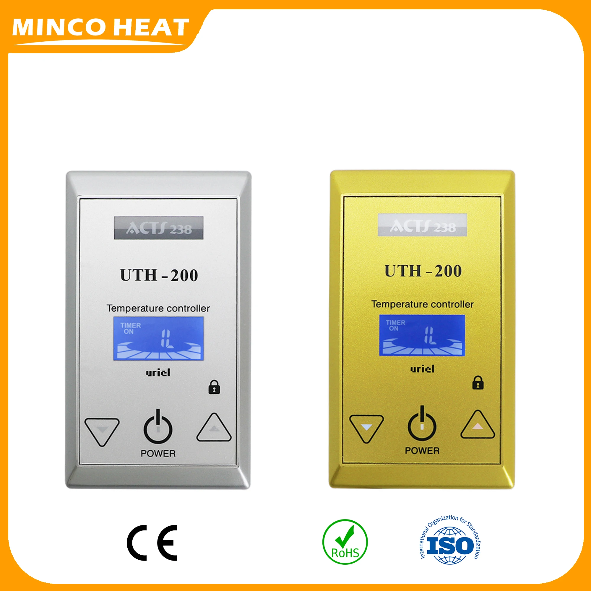 Minco Heat UTH200 100~250V 18A Heating Film Temperature Controller Switch Touch Button Floor Heating Thermostat