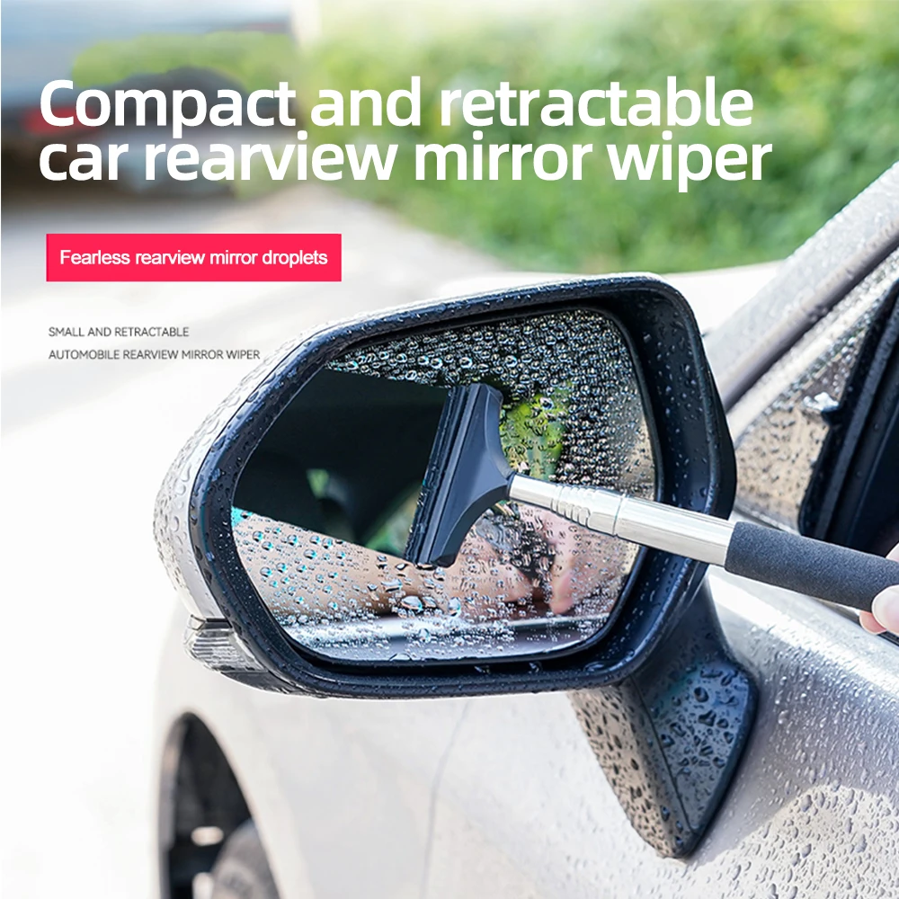 

Rearview Mirror Wiper Retractable Portable Rubber Squeegee Cleaning Tools Car Rearview Mirror Rain Remover for Auto Accessories