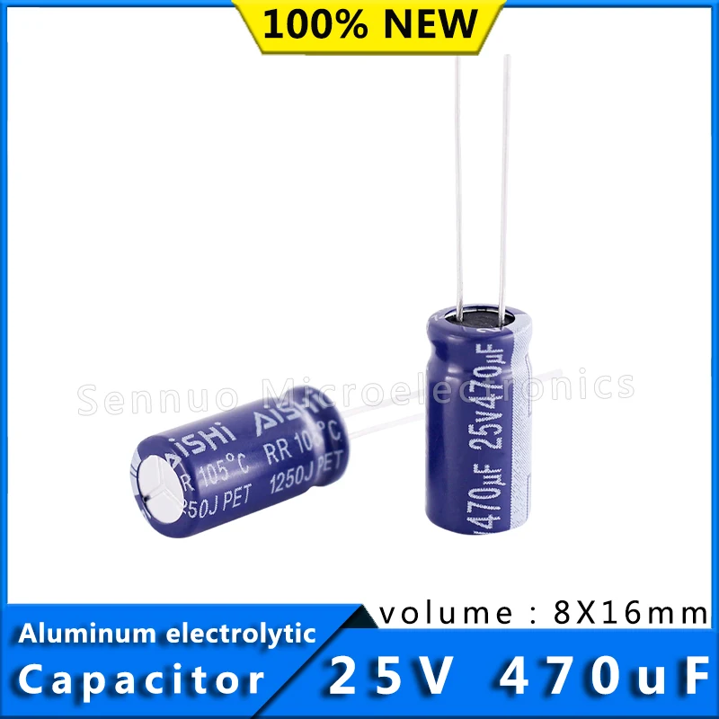 5/Pcs 470uf 25v 105 degrees celcois 8X16 High Frequency Low Resistance Aluminum Electrolytic Capacitor 25V 470uF 8*16mm