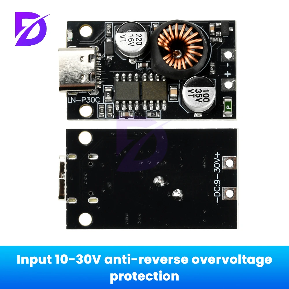 30W Fast Charging Module With PD3.0 and QC3.0, Type-c Car Charger for Mobile Phone 10-30V Input - Image 6
