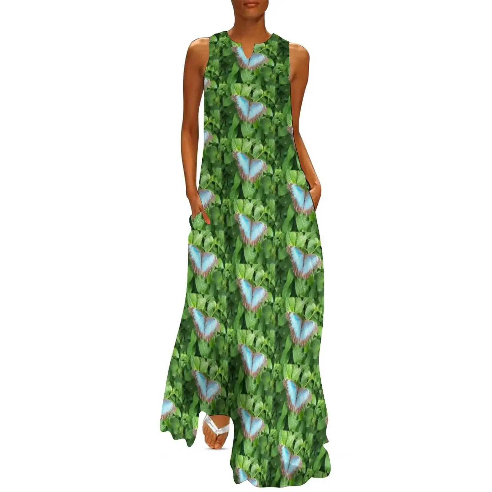 

Blue Butterfly Long Dress Women's summer dresses Woman's evening dress Dress
