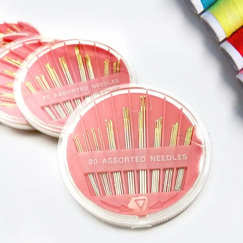 1Box(30 Pcs) High Quality Compact Assorted Hand Sewing Needles Disc, Needle Box for Embroidery, Mending Craft Sewing Tools