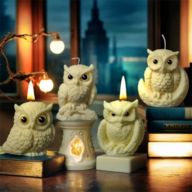 DIY New Owl Candle Silicone Mold Cartoon Animal Aromatherapy Cream Soap Mold Chocolate Cake Making Tool Christmas Decor Crafts