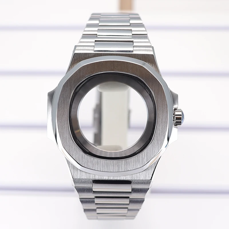 

40mm Watch Case bands Accessories Sapphire Crystal For Mod Nautilus NH35 NH36 4R Movt 10BAR Waterproof For 30.5mmDial glass back