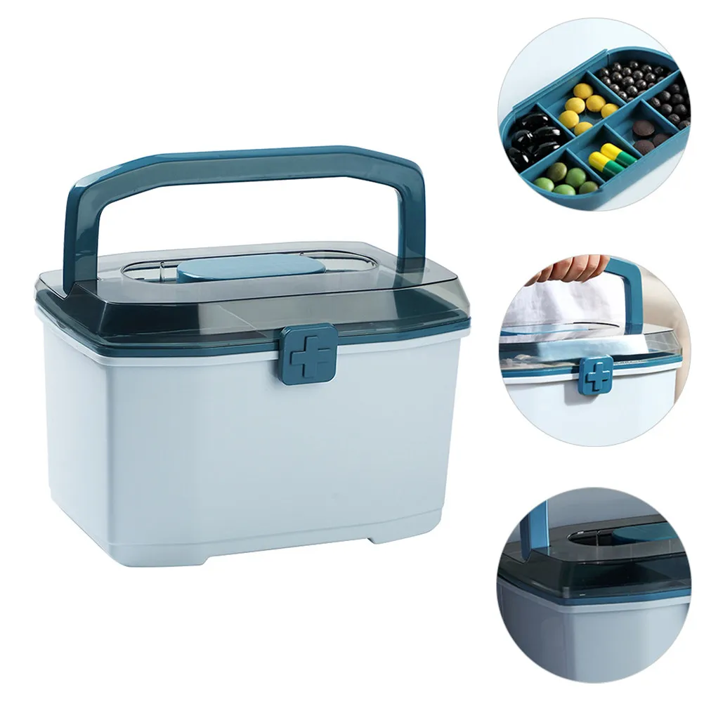 

Lightweight Lockable Plastic Medicine Box First Aid Case with Multifunctional Storage for Household Emergency Use Desktop